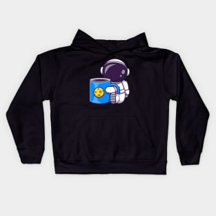 Astronaut with galactic coffee Kids Hoodie